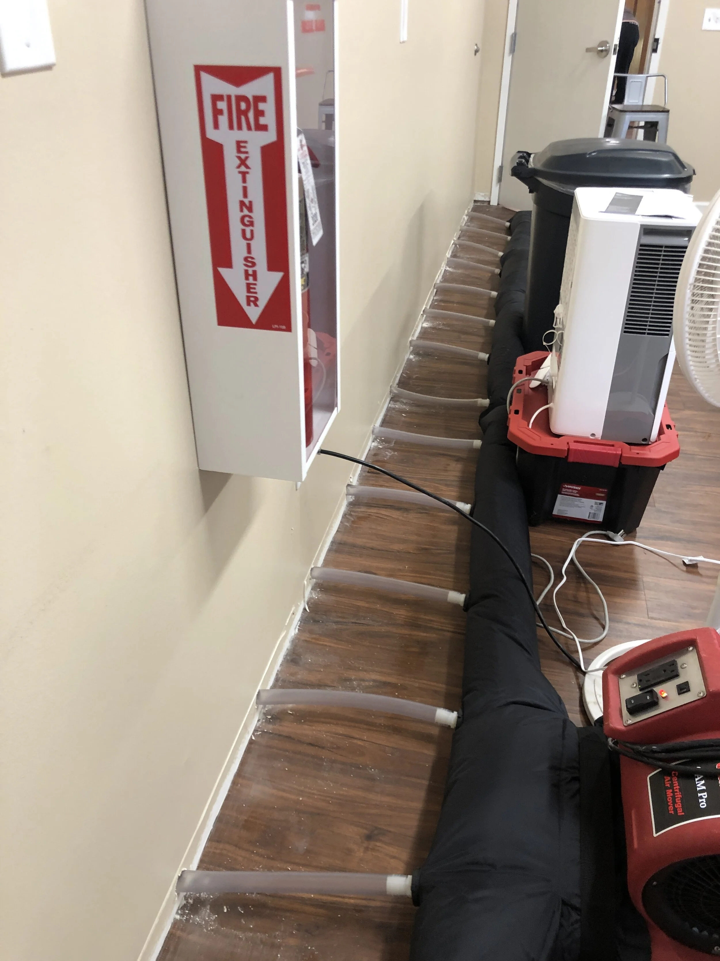Structural drying equipment installed in a large facility